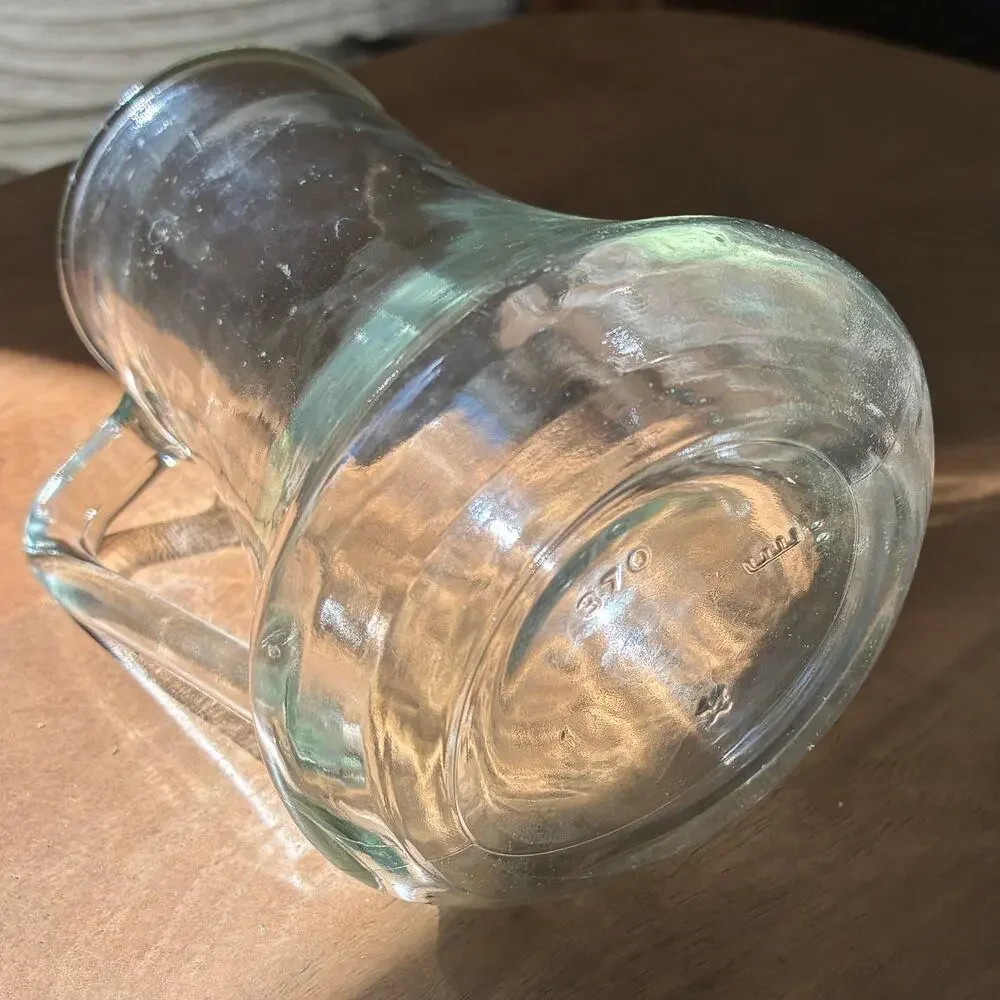 Midcentury Small Clear Glass Pitcher Vase Cup